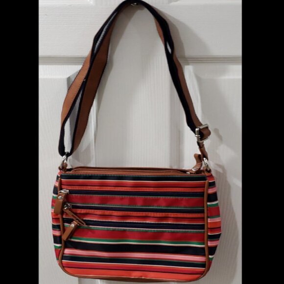 Laura Scott Colorful Striped Crossbody Bag – 3 Zipper Pockets, Adjustable Strap - Picture 2 of 14